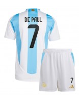 Argentiina Rodrigo De Paul #7 Kotipaita Lasten Copa America 2024 Lyhythihainen (+ shortsit)